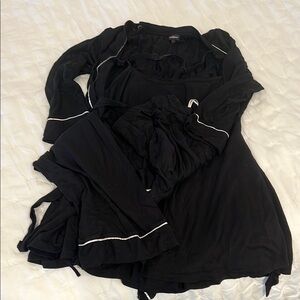 Maternity Black Pajama 3 piece Set with White Trim by Cosabella